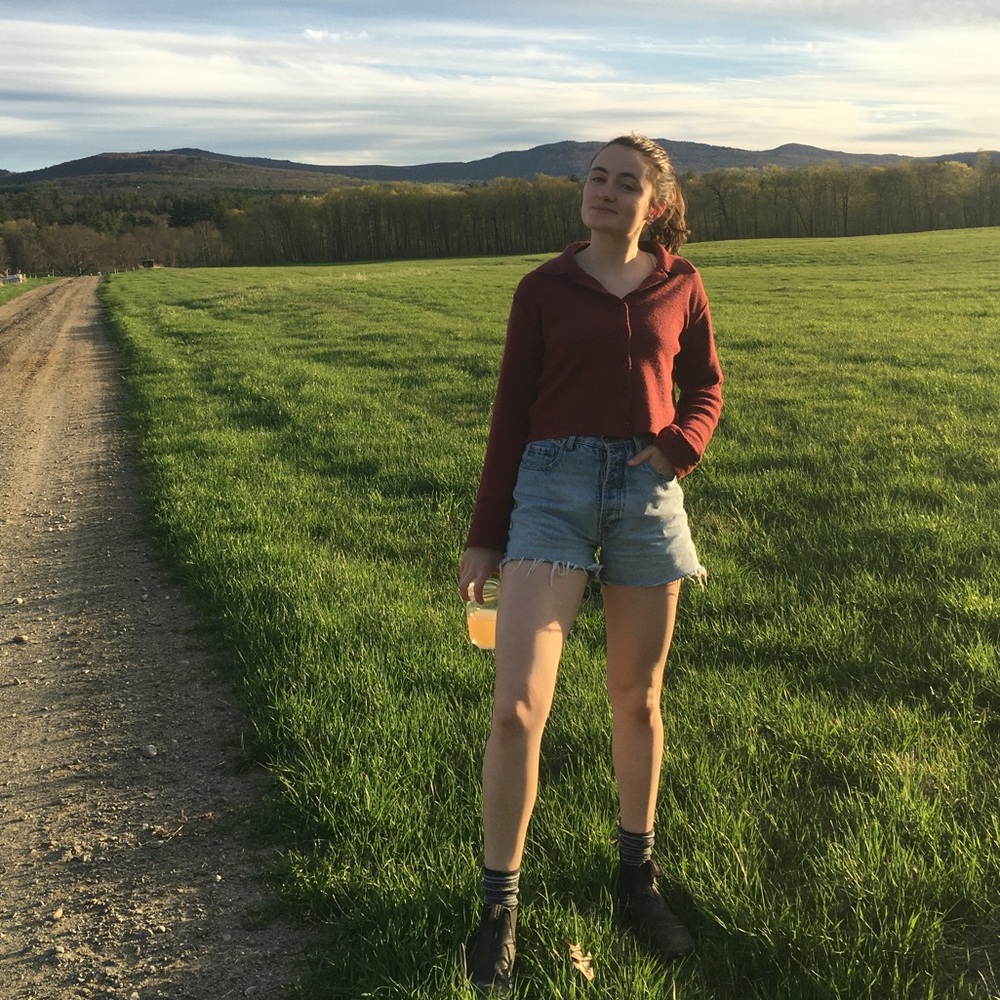 Cropped Maroon Button Front Gap Sweater - image 2